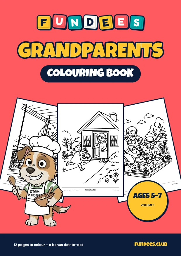 Grandparents coloring book cover, Ages 5–7, volume 1