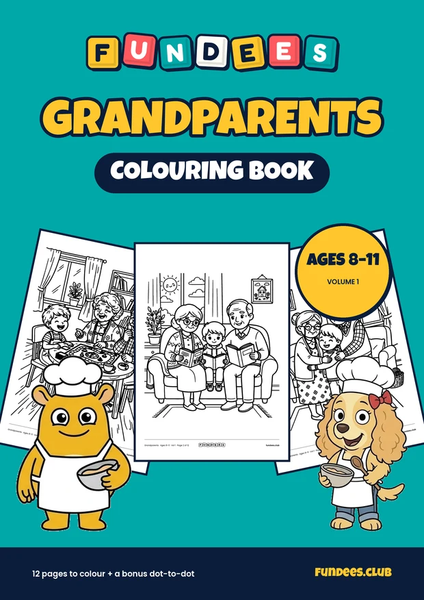 Grandparents coloring book cover, Ages 8–11, volume 1