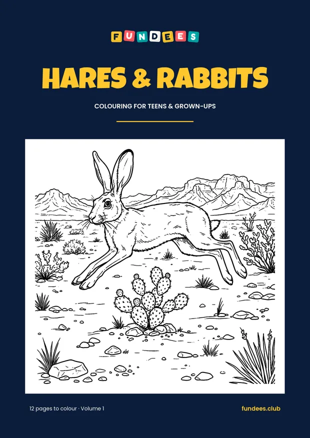 Hares & Rabbits coloring book cover, Teens & grown-ups, volume 1