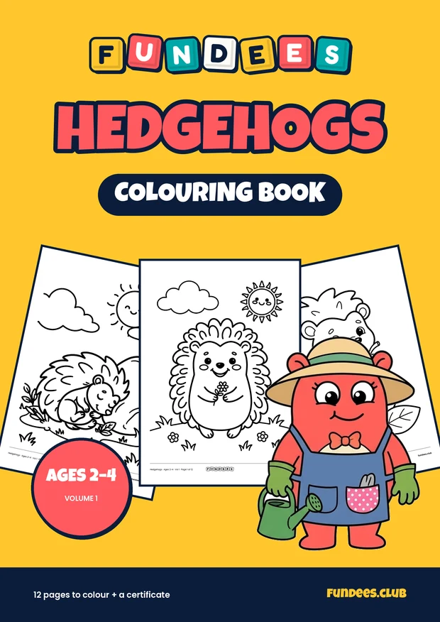 Hedgehogs coloring book cover, Ages 2–4, volume 1