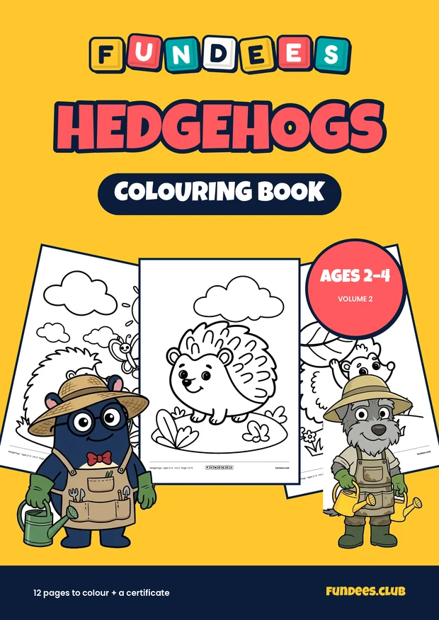Hedgehogs coloring book cover, Ages 2–4, volume 2
