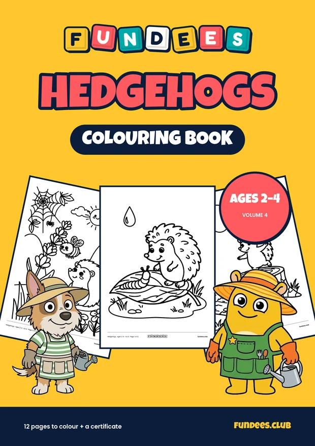 Hedgehogs coloring book cover, Ages 2–4, volume 4