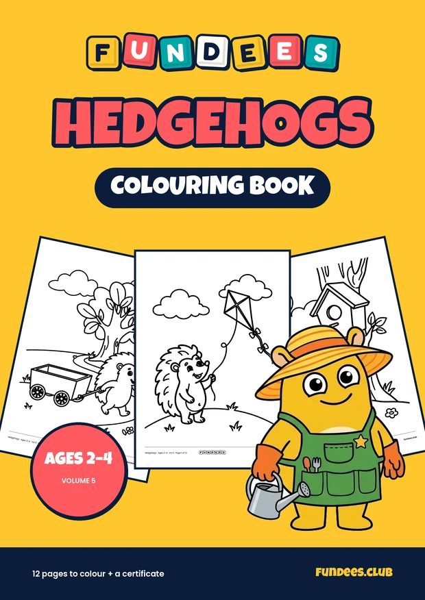 Hedgehogs coloring book cover, Ages 2–4, volume 5