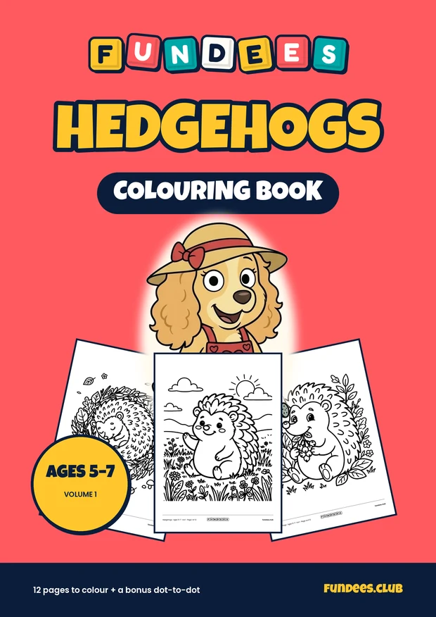 Hedgehogs coloring book cover, Ages 5–7, volume 1