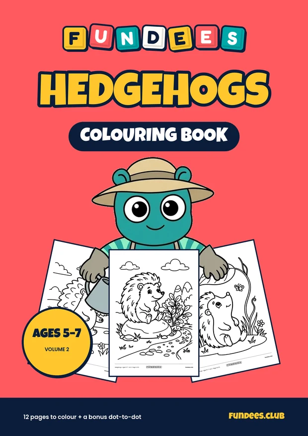 Hedgehogs coloring book cover, Ages 5–7, volume 2
