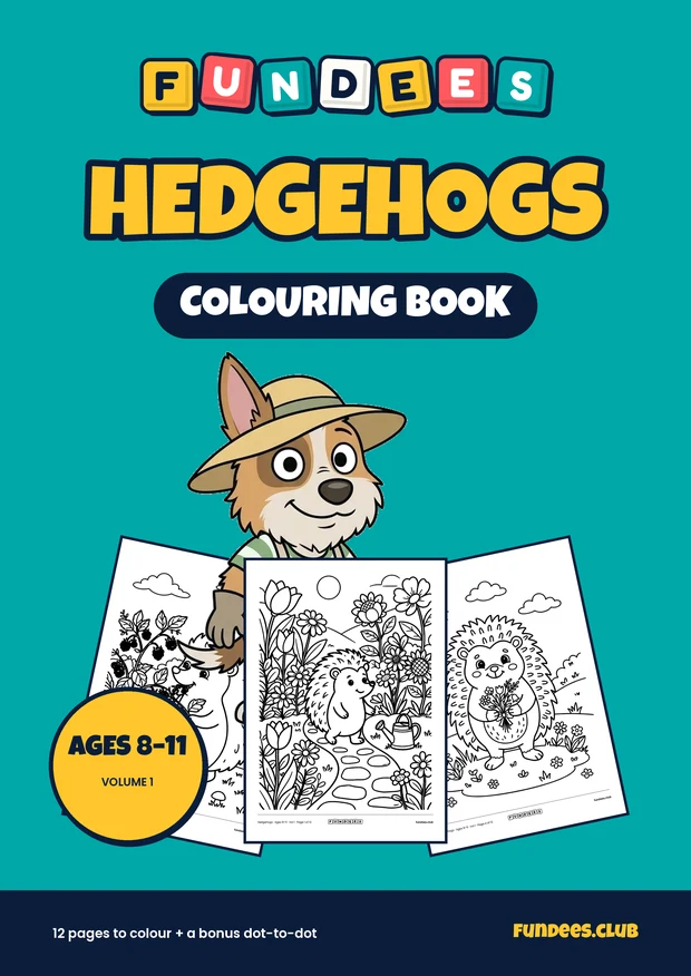 Hedgehogs coloring book cover, Ages 8–11, volume 1