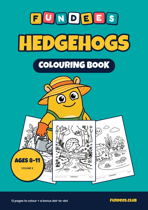 Hedgehogs coloring book cover, Ages 8–11, volume 2