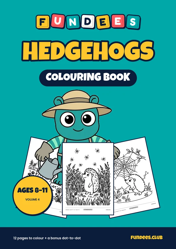 Hedgehogs coloring book cover, Ages 8–11, volume 4