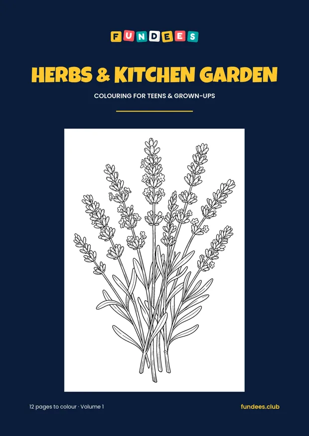 Herbs & Kitchen Garden coloring book cover, Teens & grown-ups, volume 1