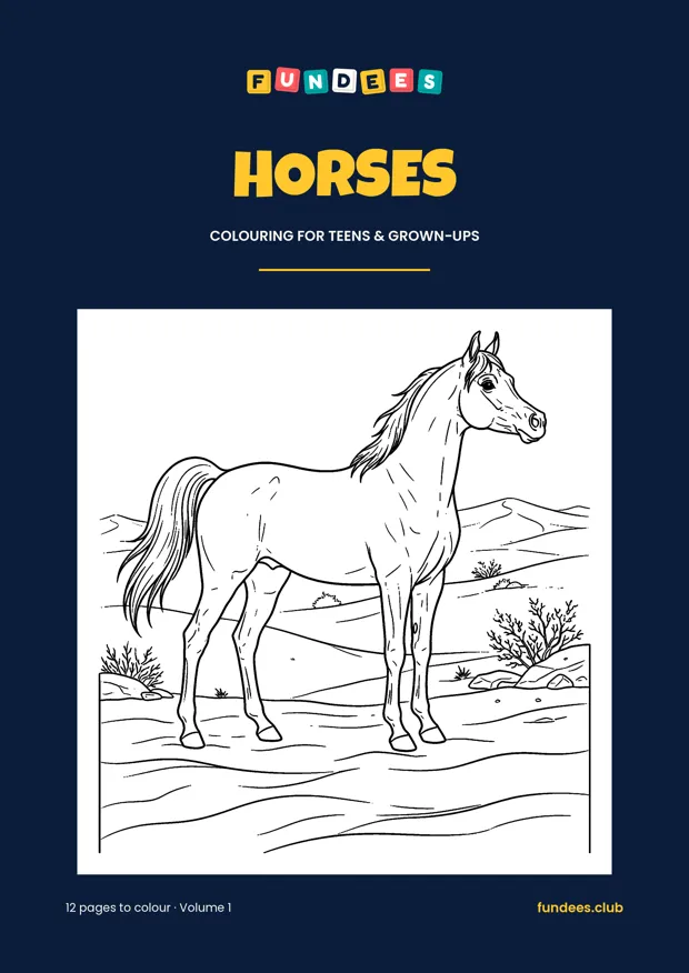 Horses coloring book cover, Teens & grown-ups, volume 1