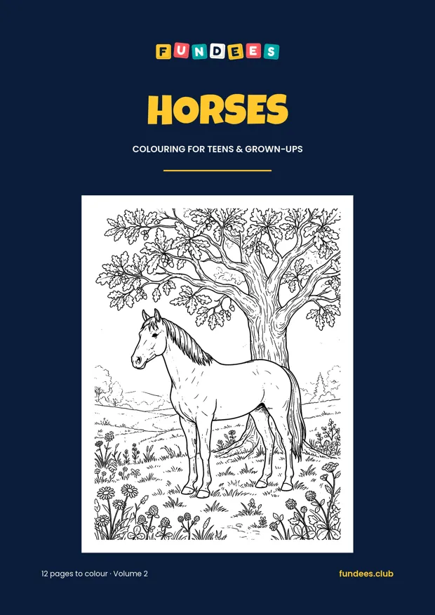 Horses coloring book cover, Teens & grown-ups, volume 2