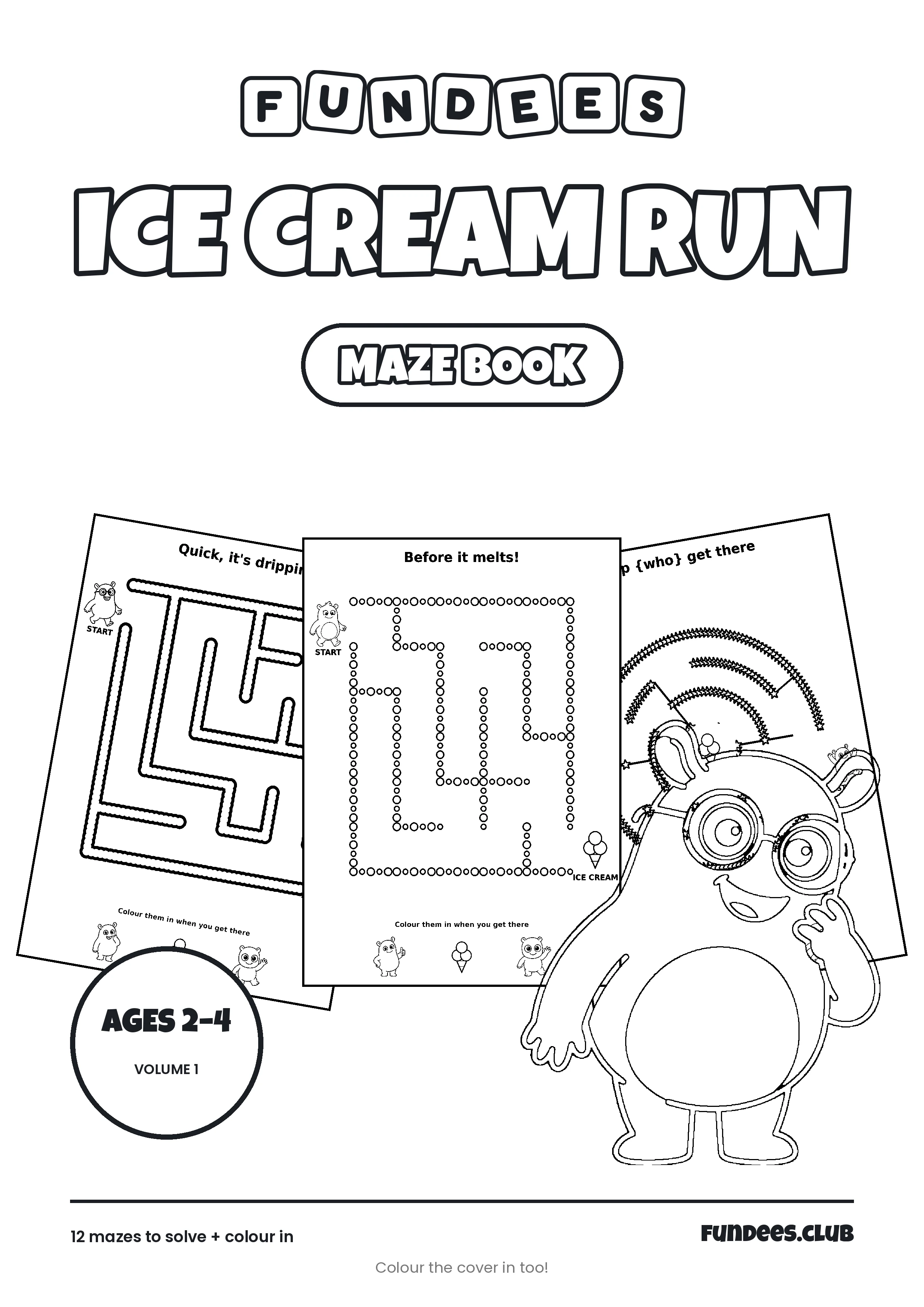 Ice Cream Run coloring book cover, Ages 2–4, volume 1