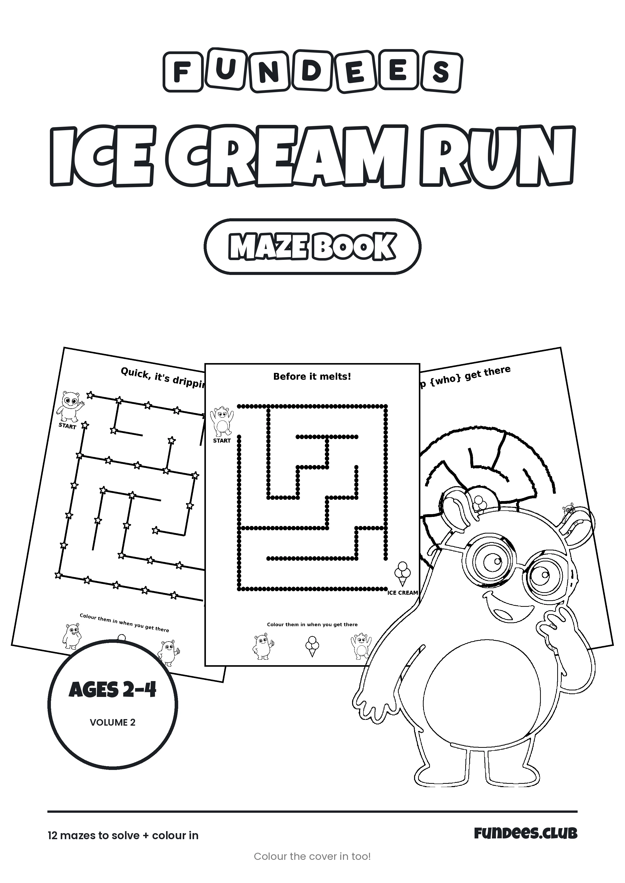 Ice Cream Run coloring book cover, Ages 2–4, volume 2