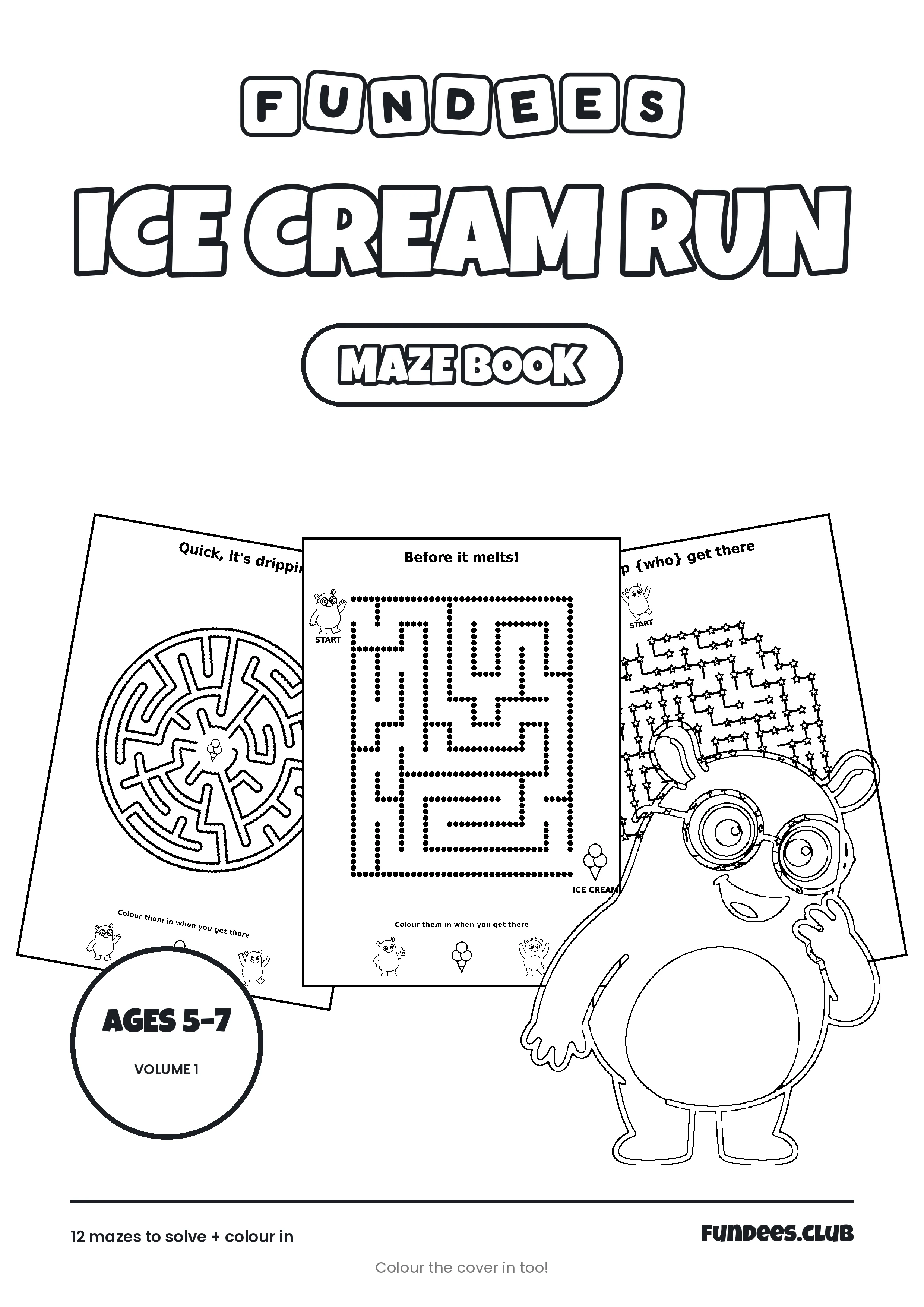 Ice Cream Run coloring book cover, Ages 5–7, volume 1