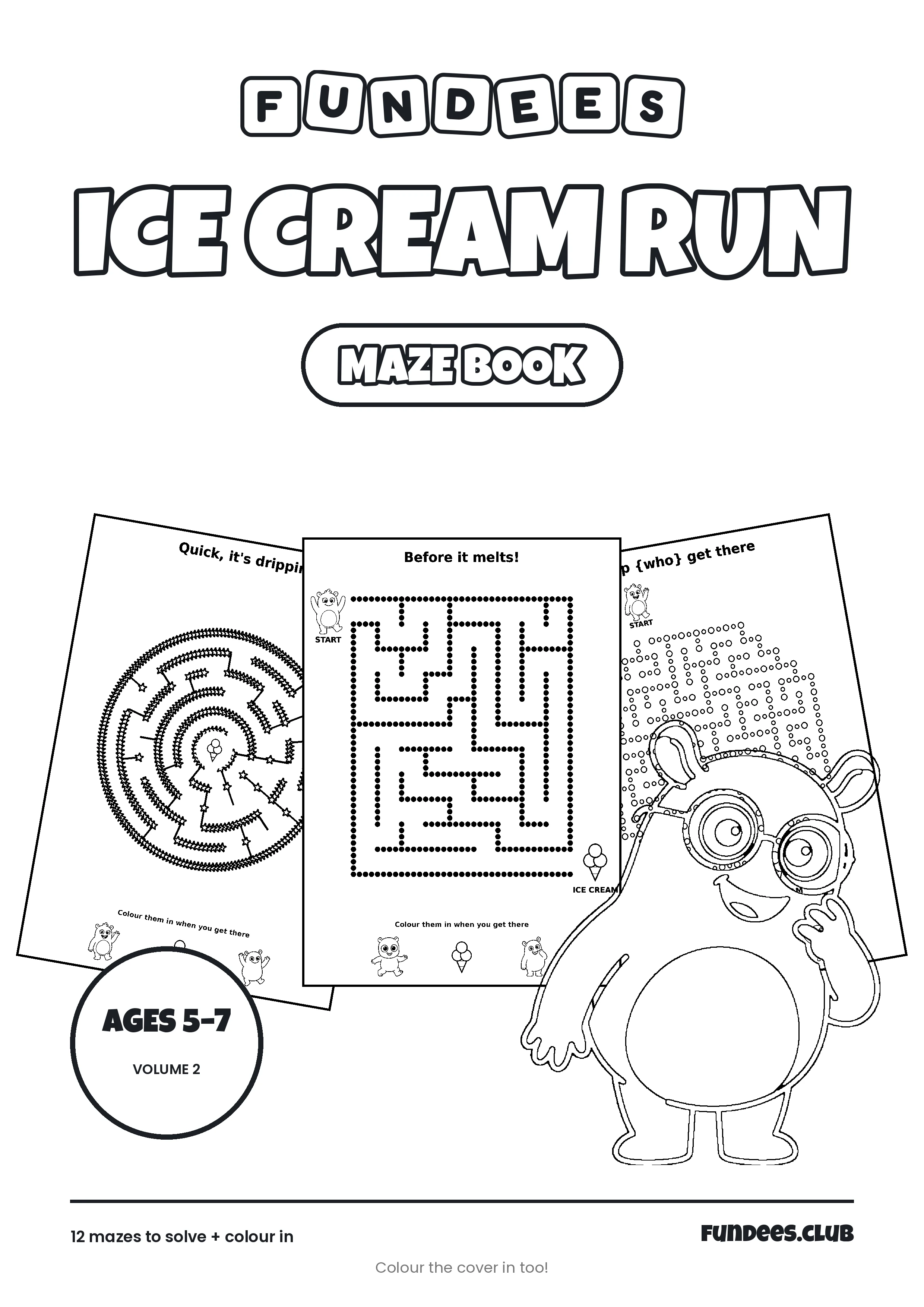 Ice Cream Run coloring book cover, Ages 5–7, volume 2