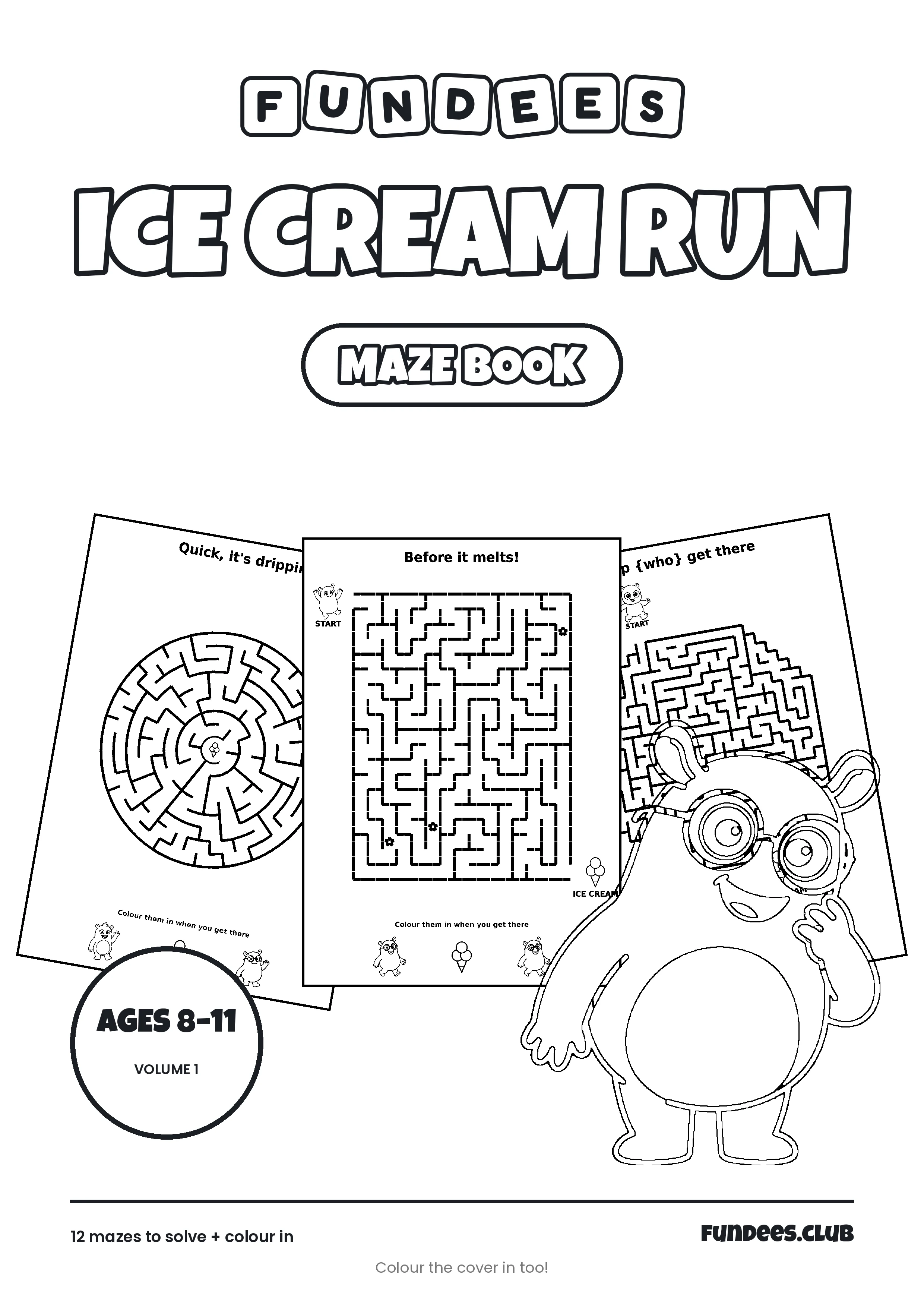 Ice Cream Run coloring book cover, Ages 8–11, volume 1