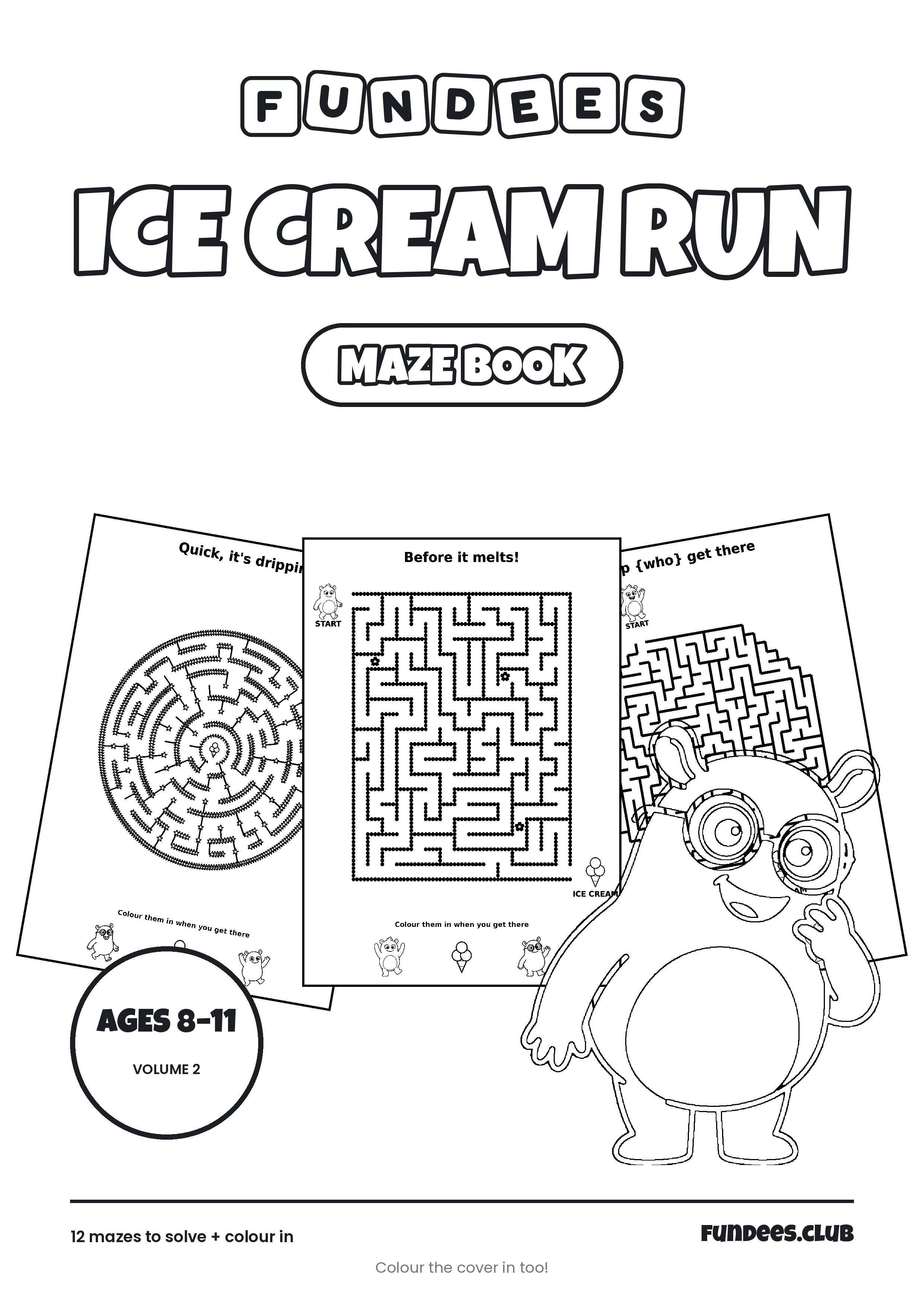 Ice Cream Run coloring book cover, Ages 8–11, volume 2