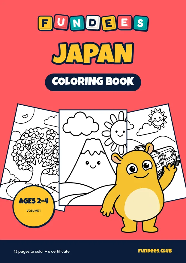Japan coloring book cover, Ages 2–4, volume 1