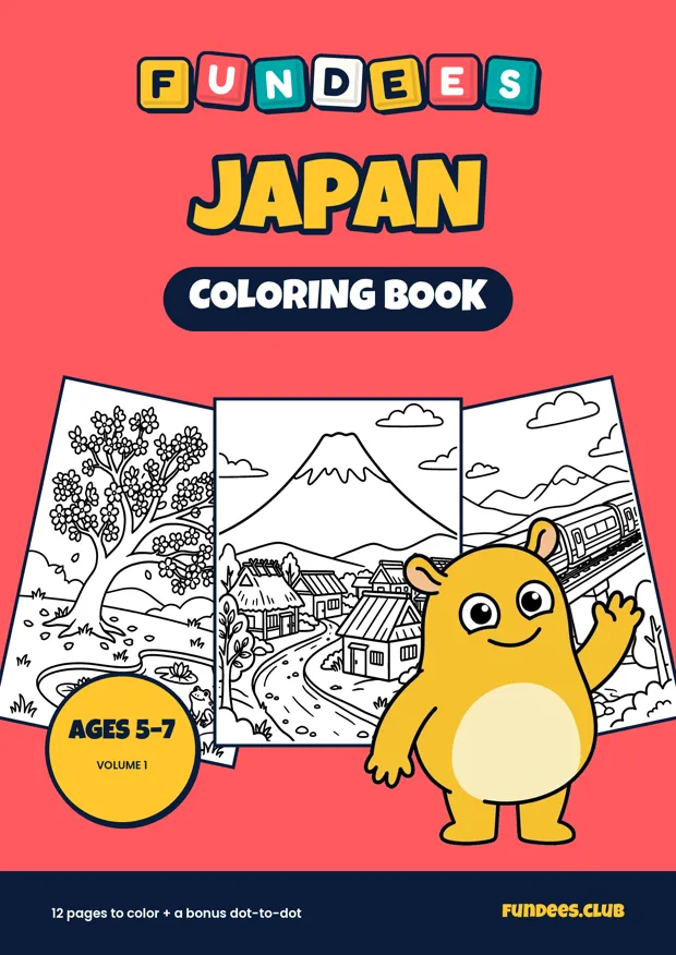 Japan coloring book cover, Ages 5–7, volume 1