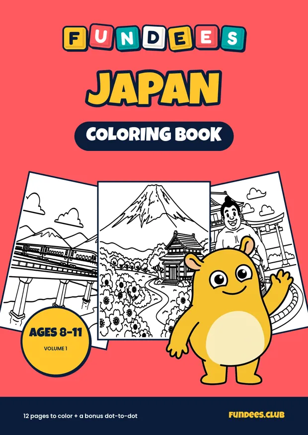 Japan coloring book cover, Ages 8–11, volume 1