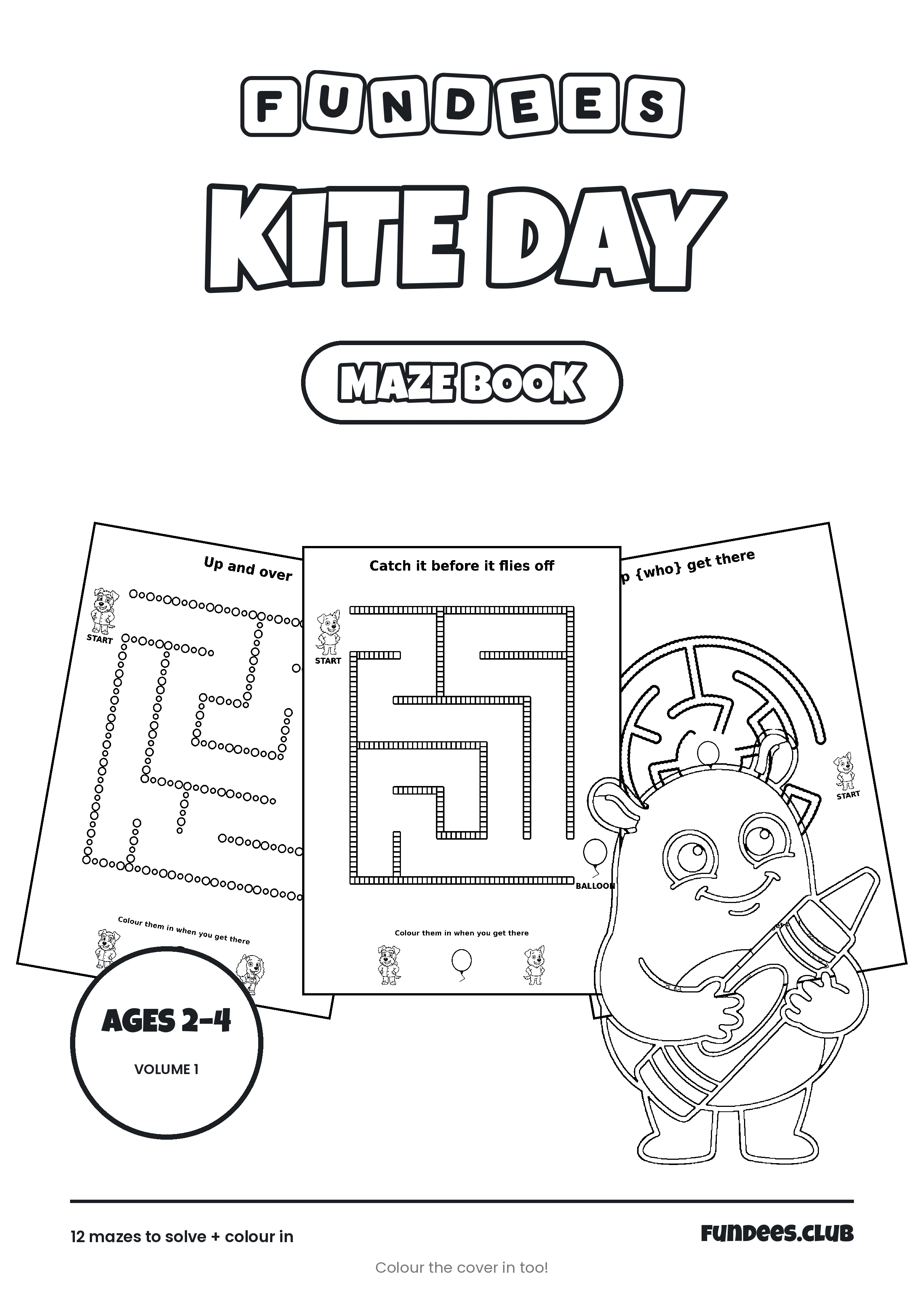 Kite Day coloring book cover, Ages 2–4, volume 1