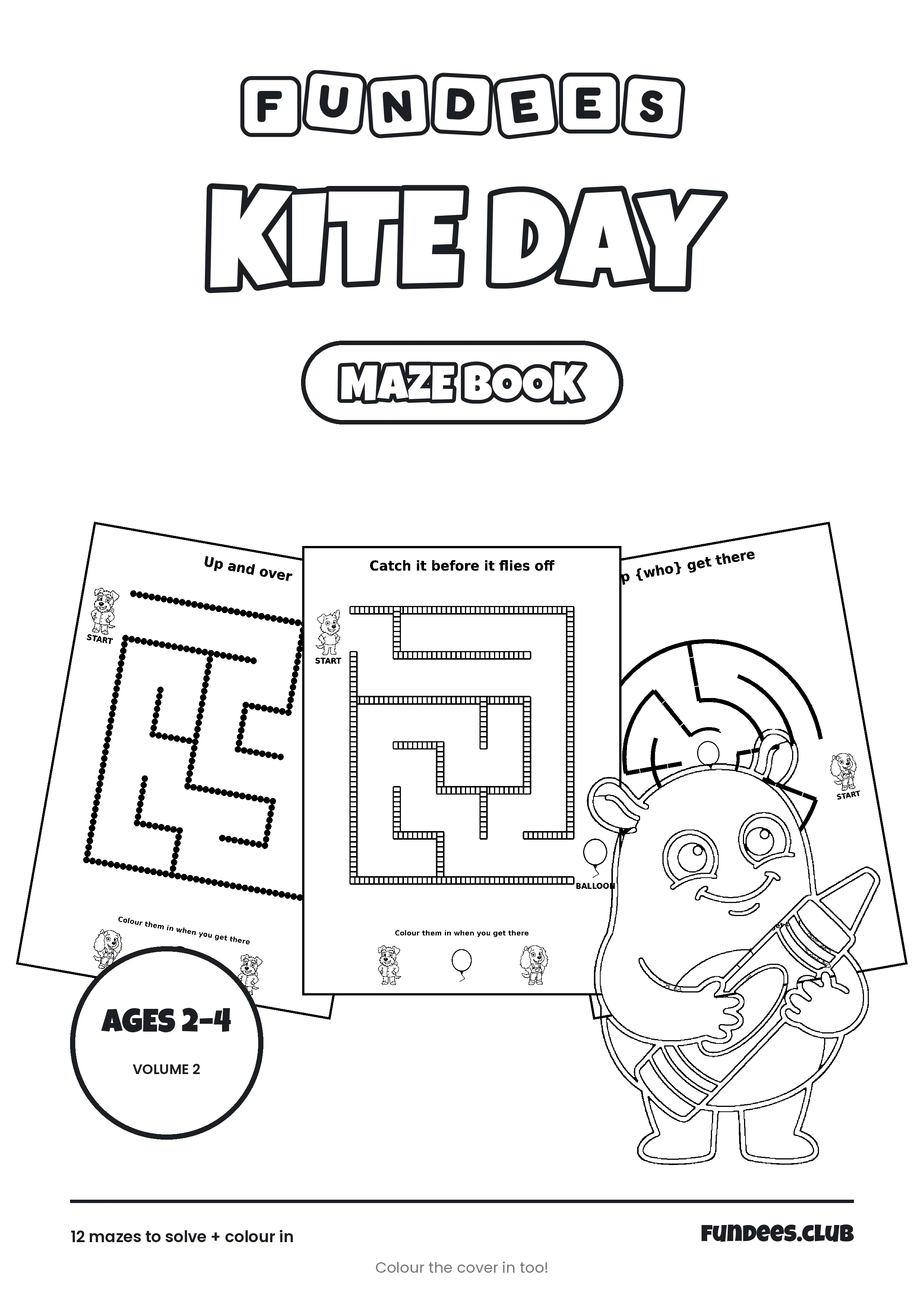 Kite Day coloring book cover, Ages 2–4, volume 2