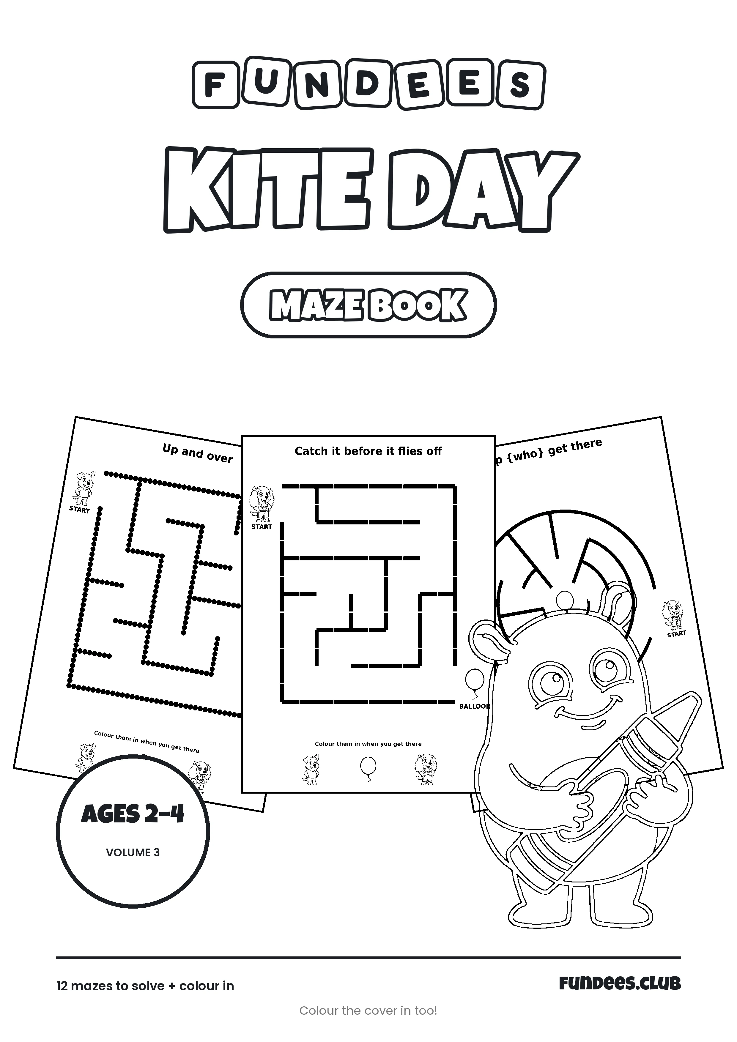 Kite Day coloring book cover, Ages 2–4, volume 3