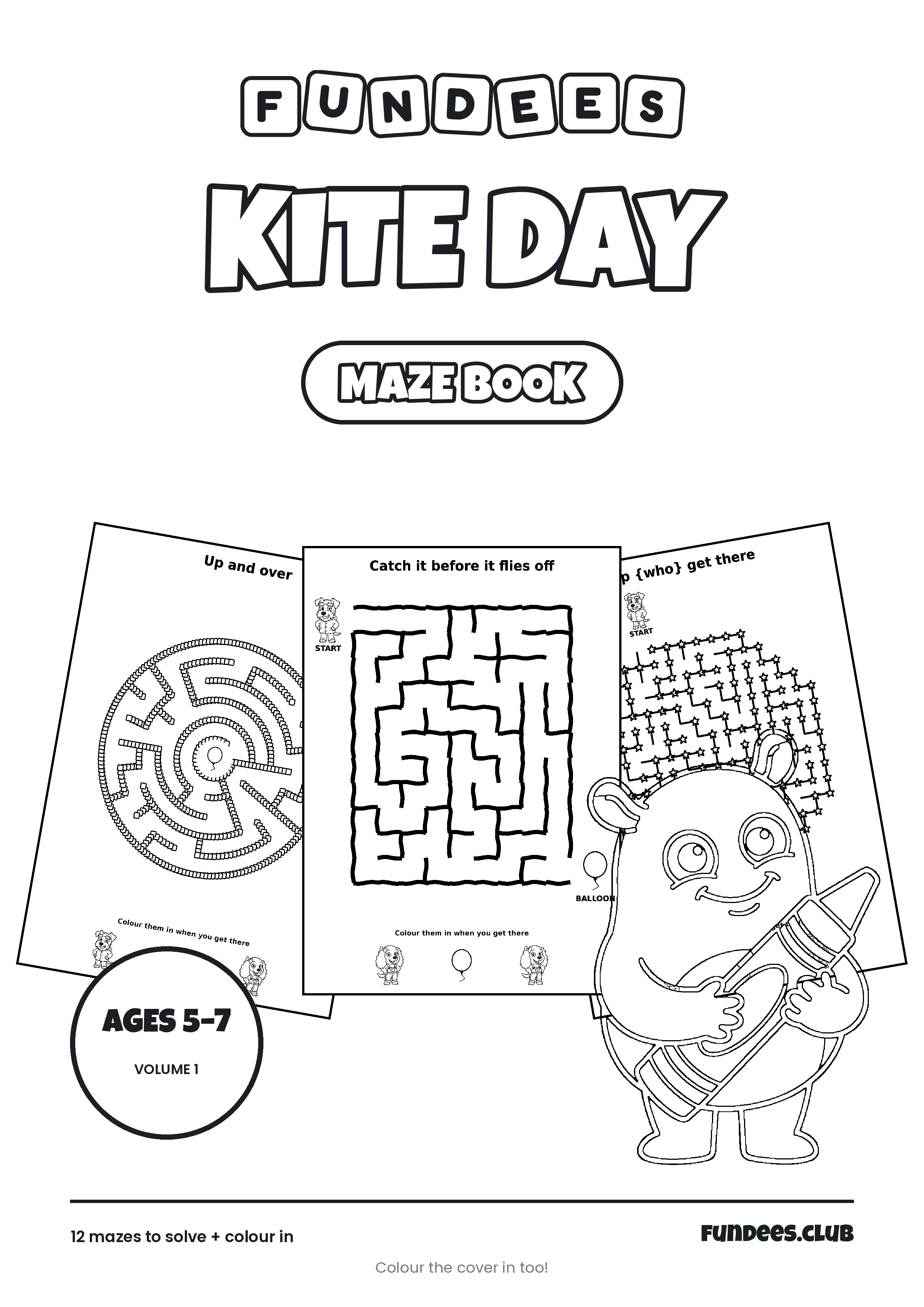 Kite Day coloring book cover, Ages 5–7, volume 1