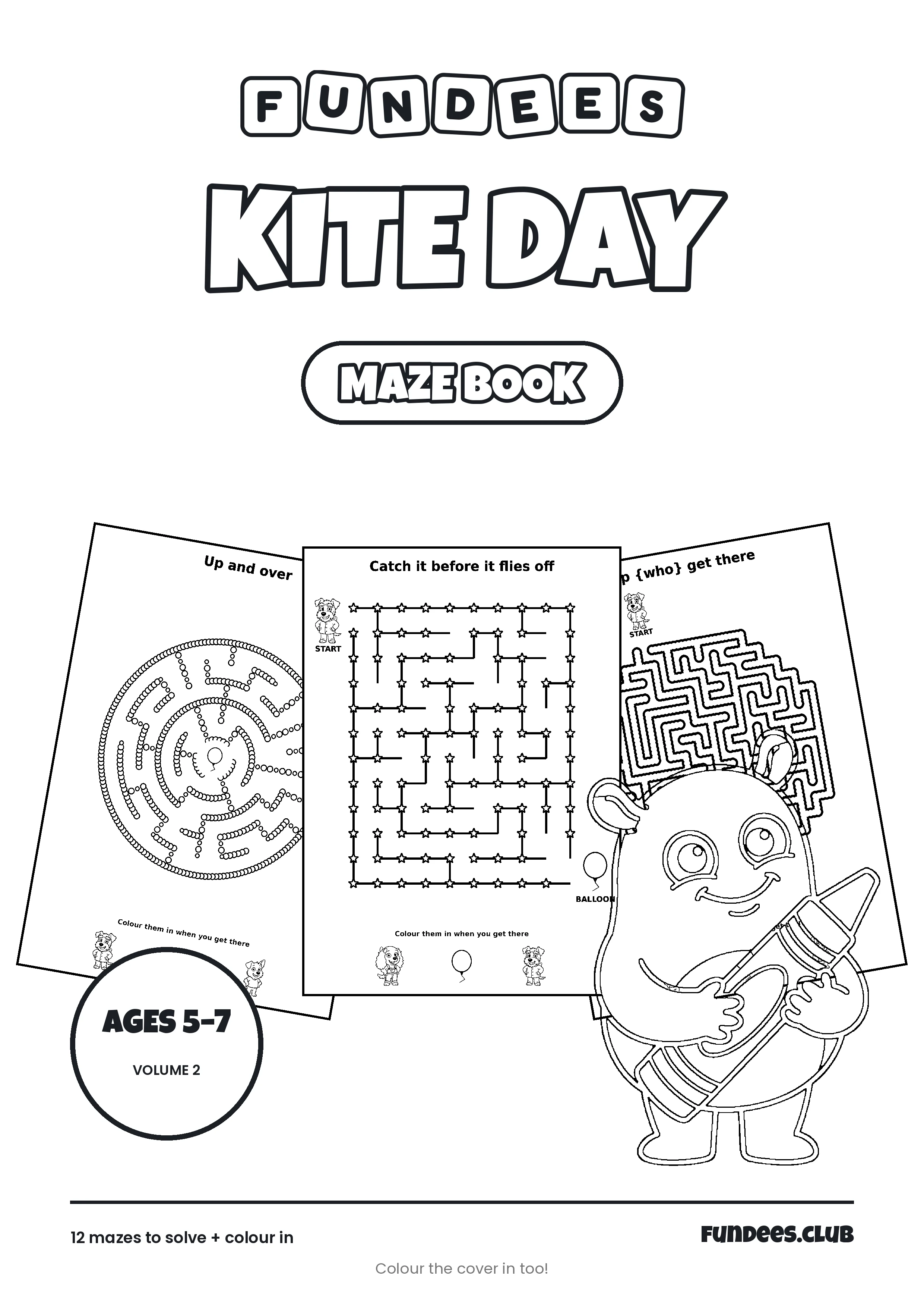 Kite Day coloring book cover, Ages 5–7, volume 2