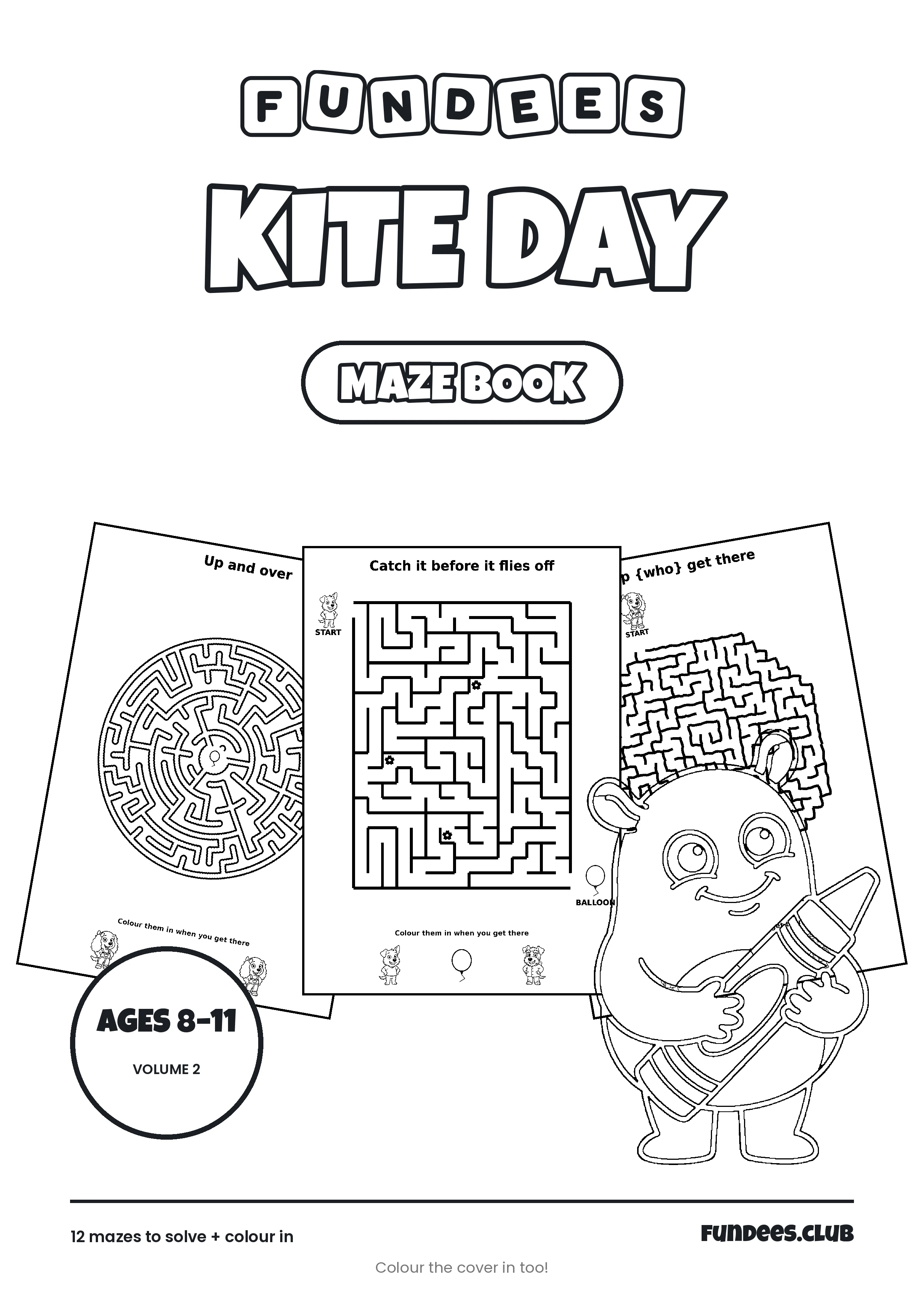 Kite Day coloring book cover, Ages 8–11, volume 2