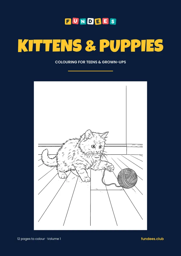 Kittens & Puppies coloring book cover, Teens & grown-ups, volume 1