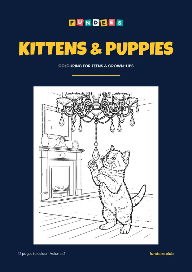 Kittens & Puppies coloring book cover, Teens & grown-ups, volume 2