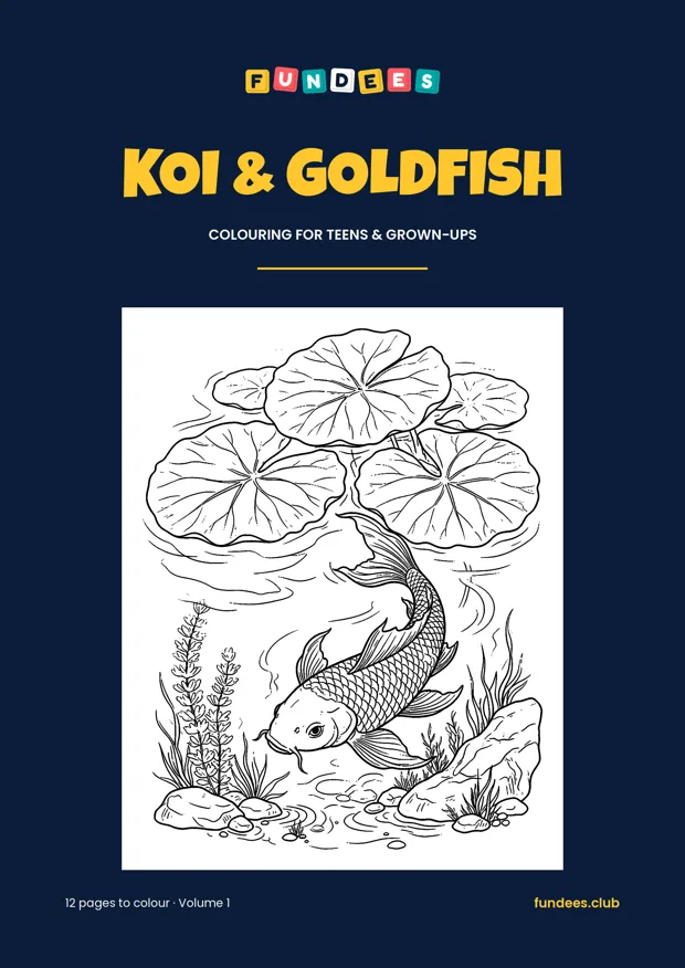 Koi & Goldfish coloring book cover, Teens & grown-ups, volume 1