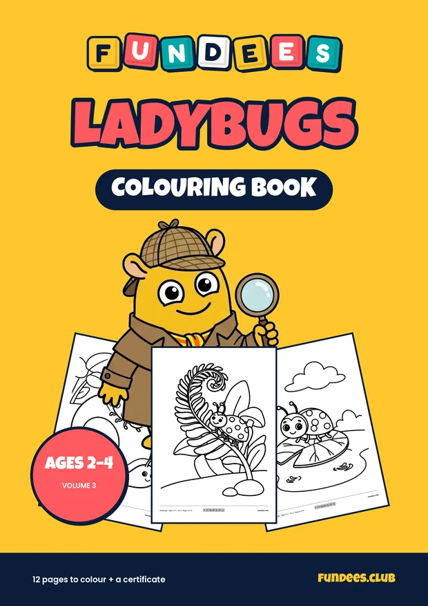 Ladybugs coloring book cover, Ages 2–4, volume 3