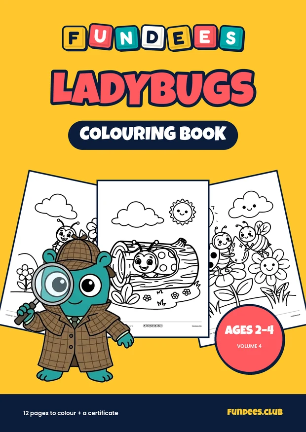 Ladybugs coloring book cover, Ages 2–4, volume 4