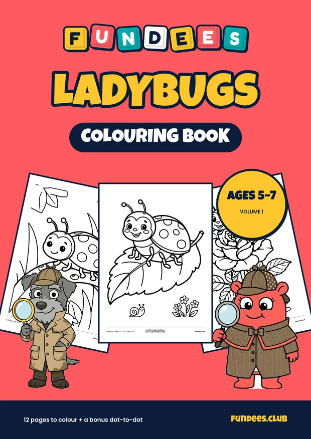 Ladybugs coloring book cover, Ages 5–7, volume 1