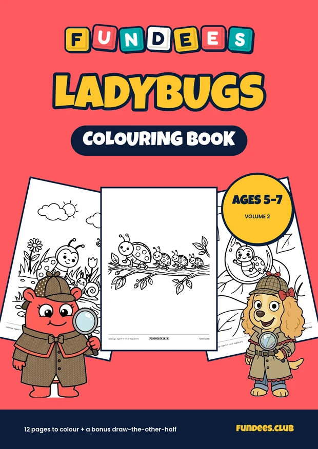 Ladybugs coloring book cover, Ages 5–7, volume 2