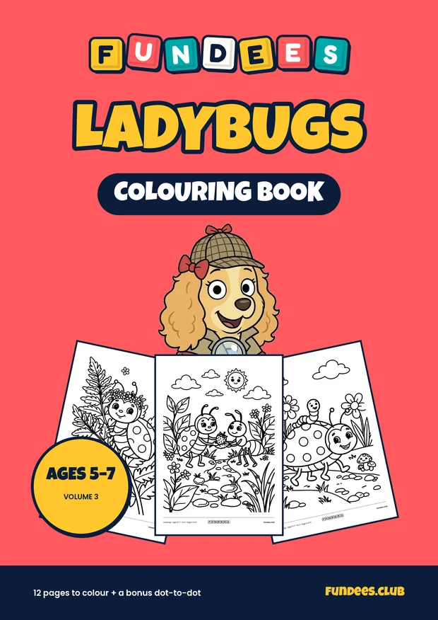 Ladybugs coloring book cover, Ages 5–7, volume 3