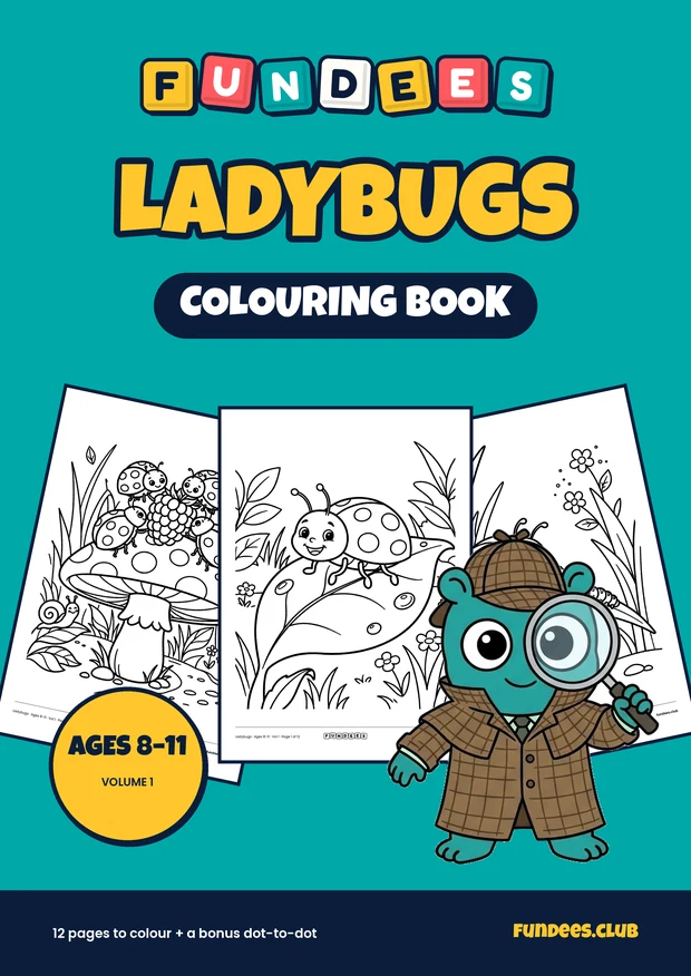 Ladybugs coloring book cover, Ages 8–11, volume 1