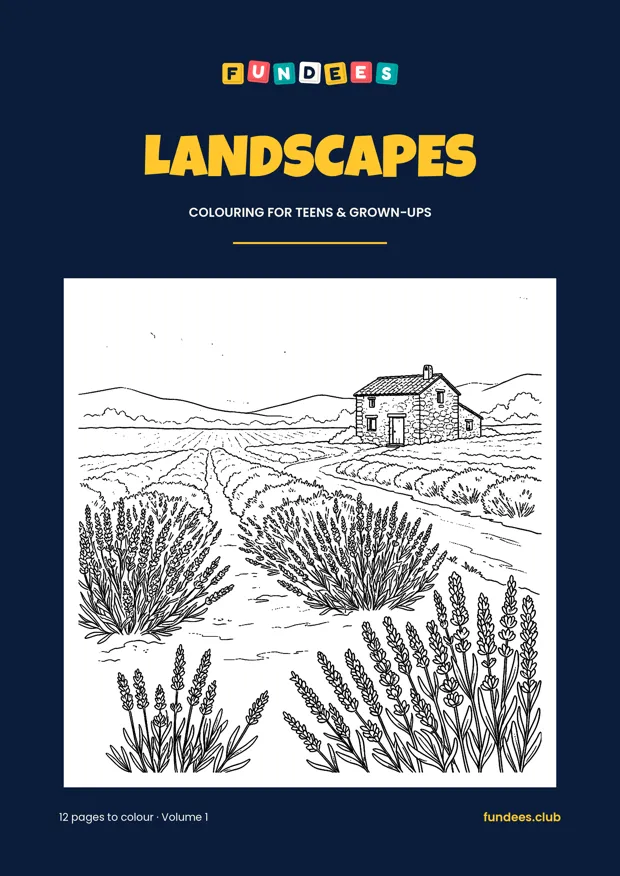 Landscapes coloring book cover, Teens & grown-ups, volume 1