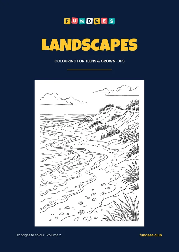 Landscapes coloring book cover, Teens & grown-ups, volume 2