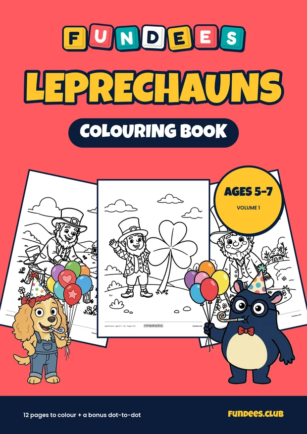 Leprechauns coloring book cover, Ages 5–7, volume 1