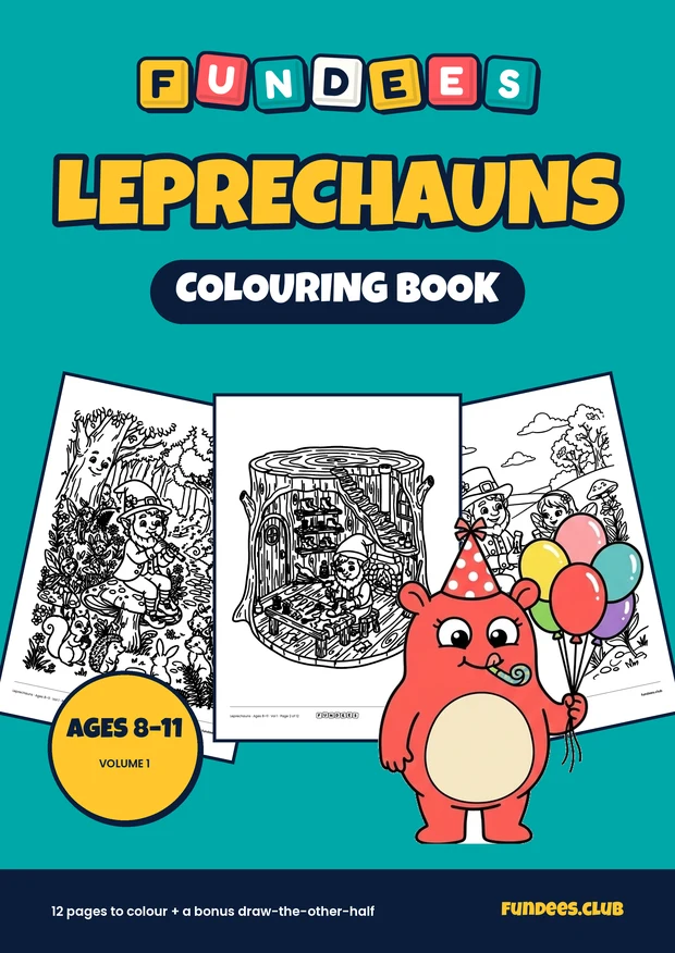 Leprechauns coloring book cover, Ages 8–11, volume 1