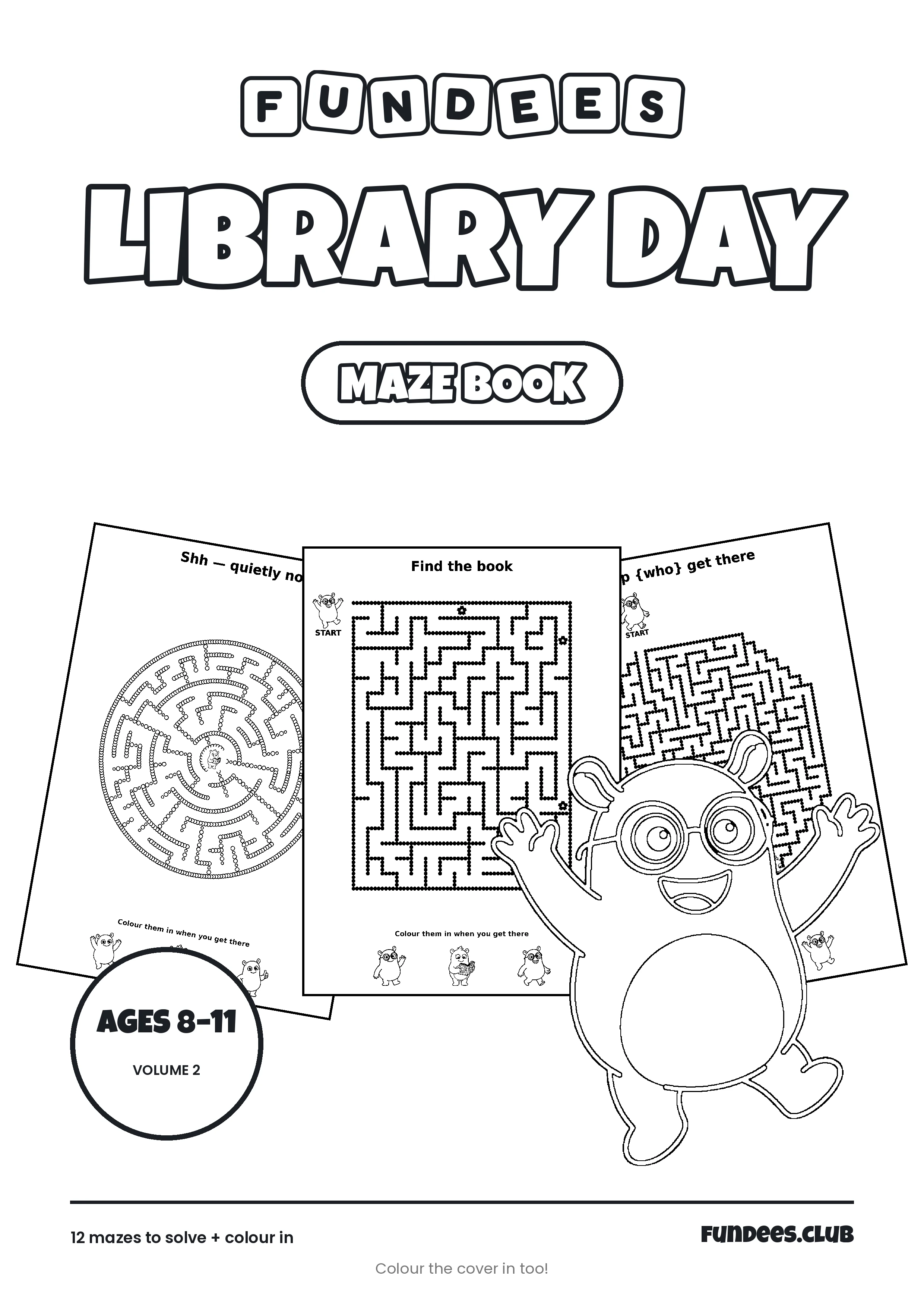 Library Day coloring book cover, Ages 8–11, volume 2