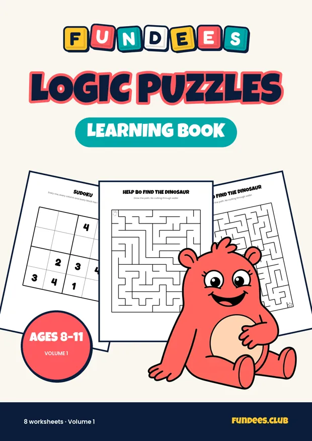 Logic Puzzles learning books, Ages 8–11