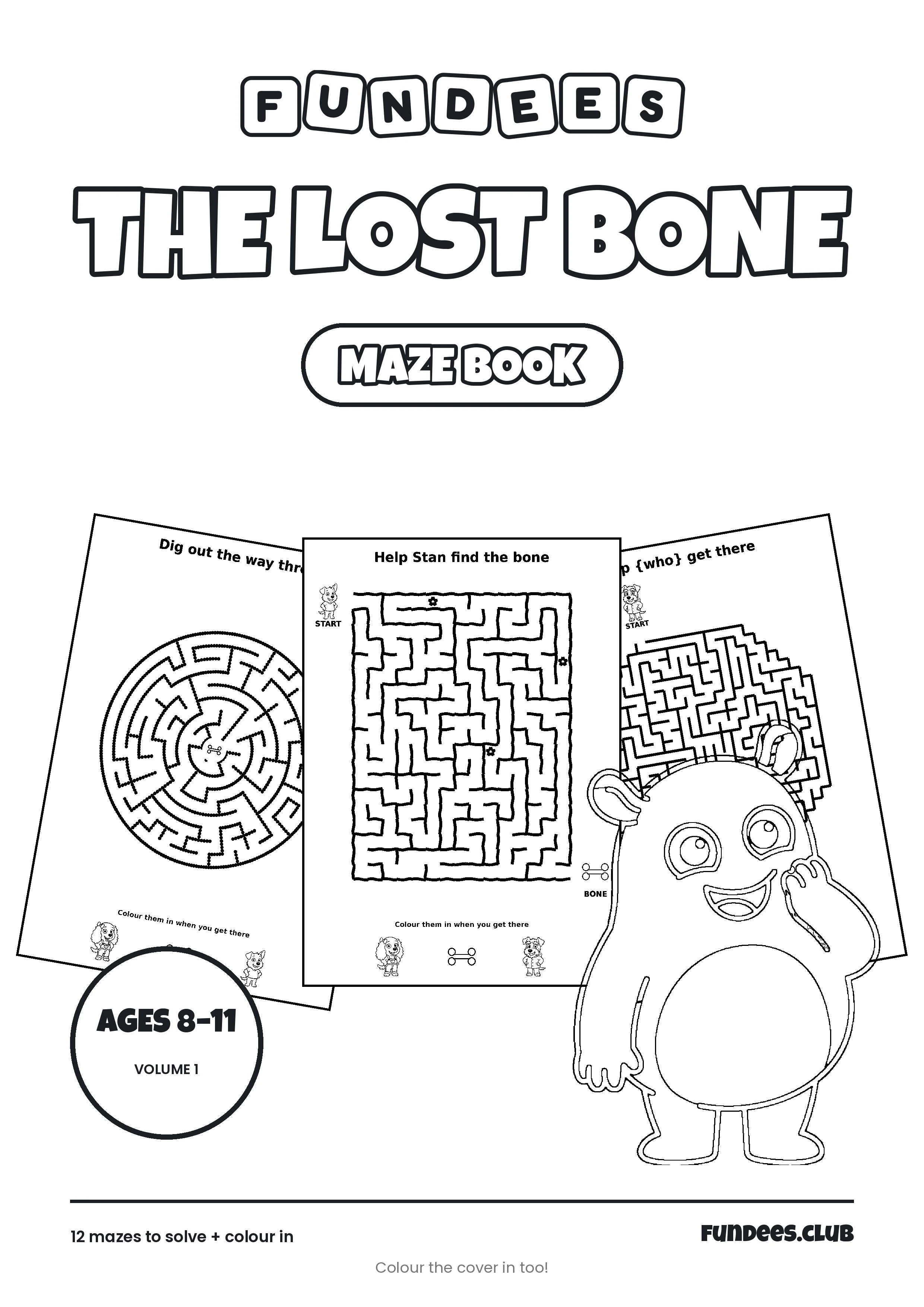 The Lost Bone coloring book cover, Ages 8–11, volume 1