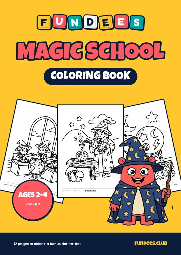 Magic School coloring book cover, Ages 2–4, volume 3