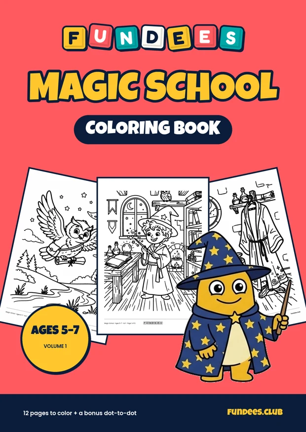 Magic School coloring book cover, Ages 5–7, volume 1