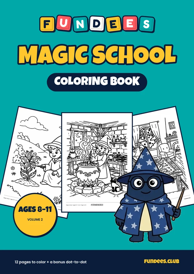Magic School coloring book cover, Ages 8–11, volume 2