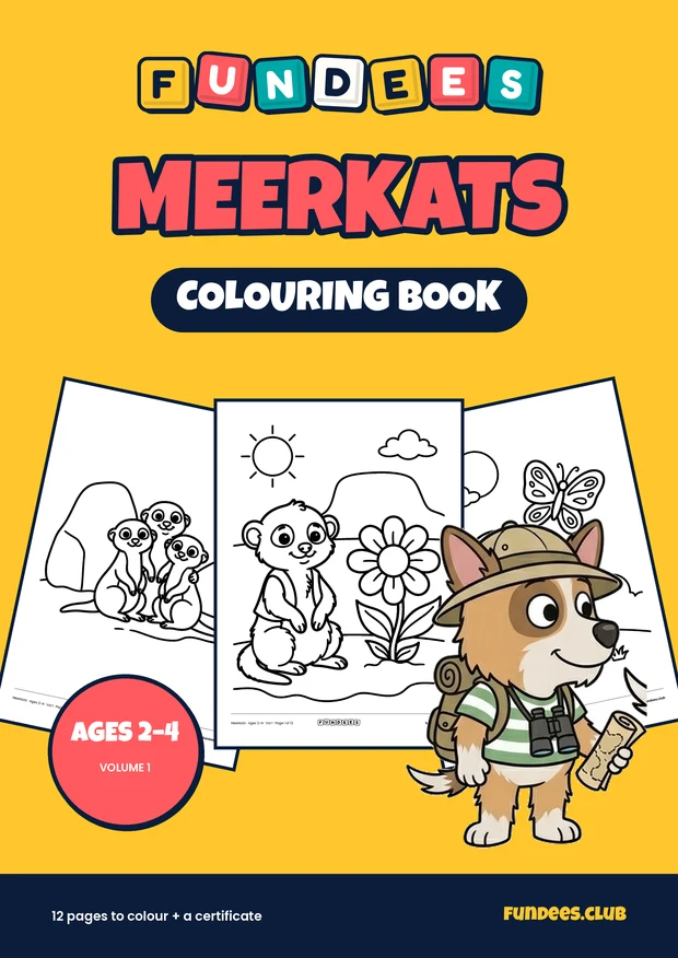 Meerkats coloring book cover, Ages 2–4, volume 1